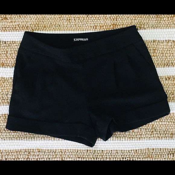 Express dress up classy professional pleated shorts black lined 28 waist - Picture 3 of 3